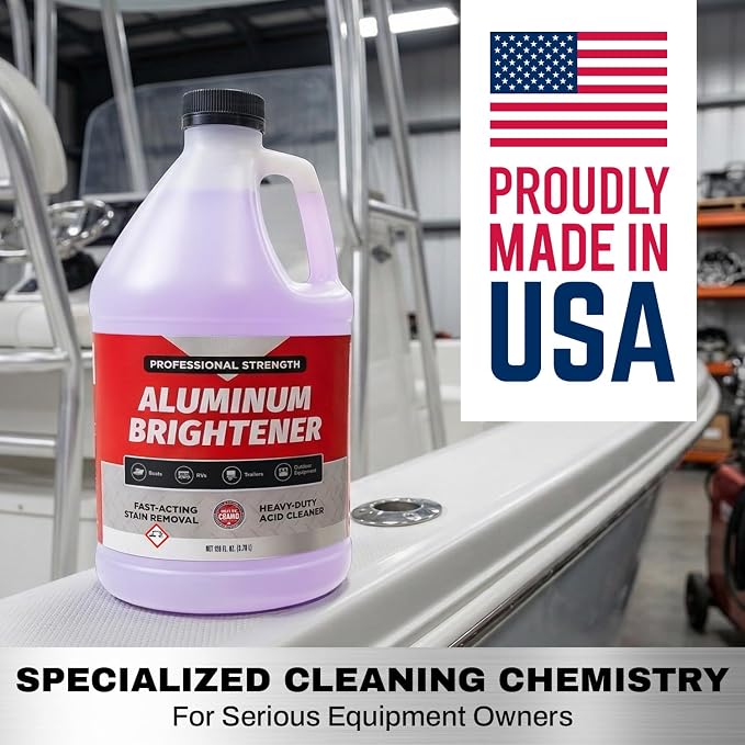 Concentrated Aluminum Brightener & Cleaner – Makes 15 Gallons – Removes Oxidation, Dirt, & Grime – Spray On Aluminum Cleaner for Boat Hulls, Pontoons, Trailers, Wheels, & RVs – Made in USA - 1 Gallon