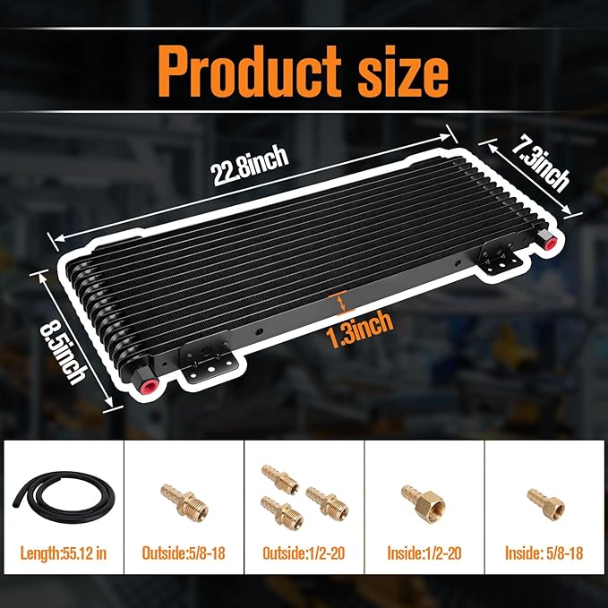 40k Transmission Oil Cooler LPD47391, Heavy Duty 40,000 GVW Max, Low Pressure Drop, Compatible with Tru-Cool,Includes Mounting Hardware-Ideal for Heavy Vehicles,40,000 GVW transmission cooler (black)