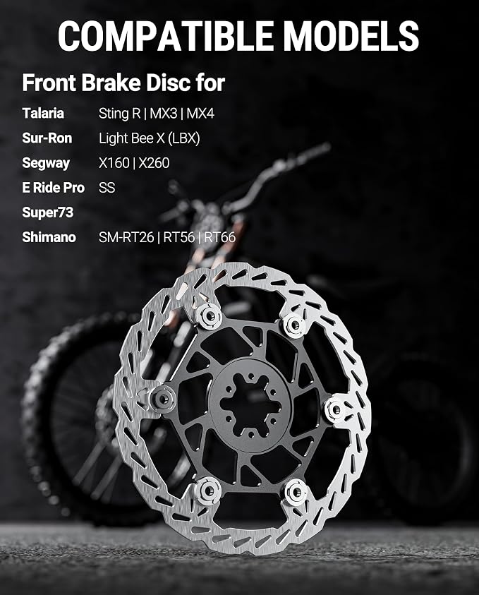 Floating Front Disc Brake Rotor(220mm),Aircraft Aluminum Core,Stainless Steel MTB Brakes Rotors with 6-Hole,Thickness 2.3mm,for Talaria Sting R MX3,MX4,Light Bee X,Segway X160/X260 (Front)