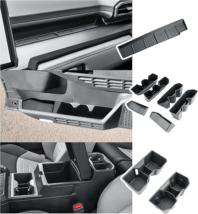 BIBIBO 9Pack 2025 2026 Tacoma Center Central Cup Holder Insert Organizer for 2024 2025 2026 Toyota Tacoma Trucks Cup Holder + Co-Pilot Console Organizer Anti-Slip Tray+ Door Side Storage Box