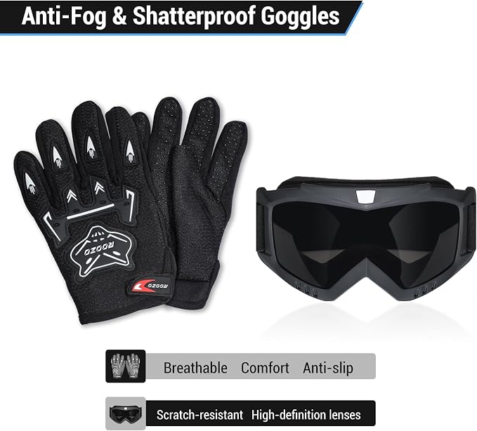 Youth Dirt Bike Helmet DOT Approved, Kids Motocross Full Face Helmet with Adjustable Goggles Riding Gloves & Storage Bag, Off-Road Sport Gear Set for Boys Girls ATV UTV