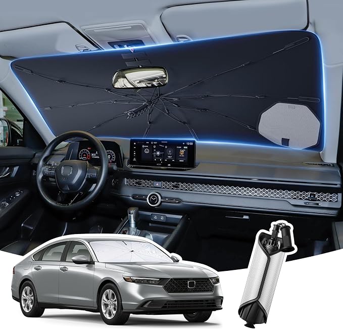 LANBEAN Windshield Sunshade & Center Console Organizer for 2023-2026 Honda Accord, Interior Accessories Bundle for 2025-2026 Accord