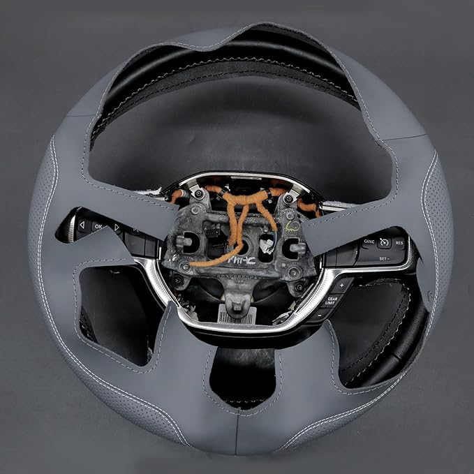 MEWANT Hand-Stitched Steering Wheel Cover Wrap for Dodge Ram 1500 2019-2023 Steering Wheel Accessories for Dodge Ram(Backsides Without Buttons)