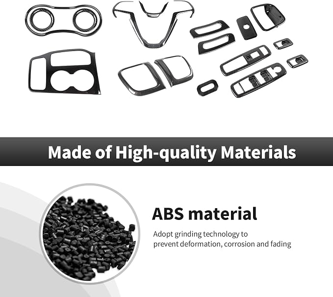 CheroCar 17PCS Carbon Fiber Interior Trim Kit for 2016-2026 Jeep Grand Cherokee Central Control Dashboard Window Steering Button Air Vent A Pillar Speaker Glove Box Handle Gear Shift Cover Decor Trim