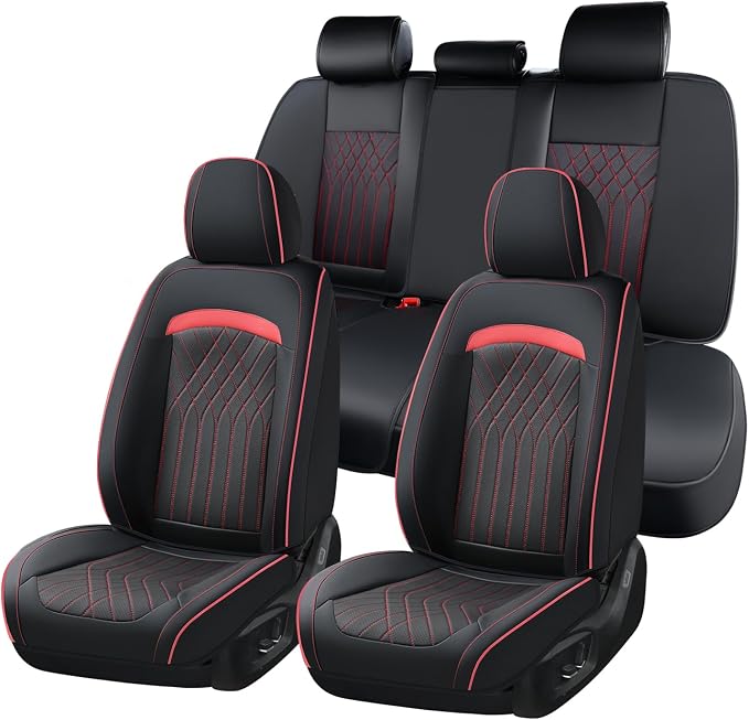 FLORICH Car Seat Covers Full Set, Leather Seat Covers for Cars, Waterproof Car Seat Protector Breathable, Front and Back Seat Covers for Cars, Automotive Seat Covers Universal Fit for Most SUV Truck