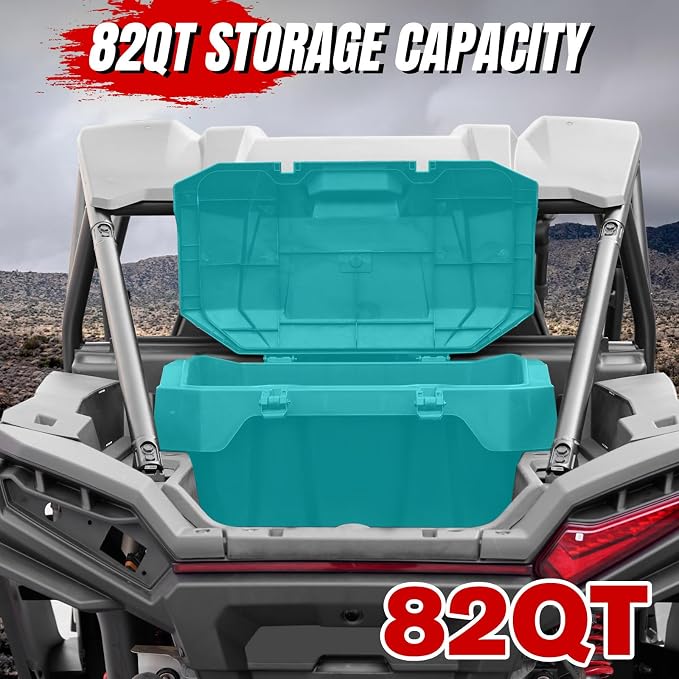 A & UTV PRO 82 QT UTV Rear Cargo Box for 2024-2026 Polaris RZR XP 1000 Accessories, Water Resistant Cargo Storage Bin with Two Lockable Latches for Polaris RZR XP 1000/ XP 4 1000, Replace OEM #2889611