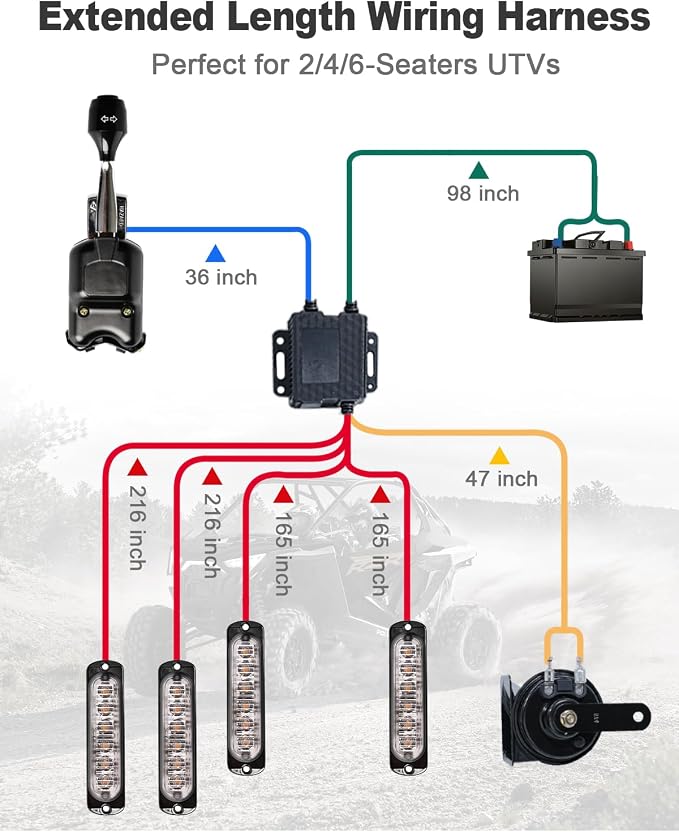 UTV Turn Signal Kit with 110dB Horn, Plug and Play, Pre-Wired UTV ATV Blinker Kit with Lever Column Switch, Street Legal Turn Signals Kit Compatible with Polaris, Can-Am, Teryx, CFMOTO