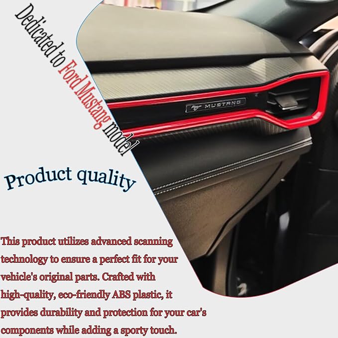 MUXEE Center Consoles A/C Outlet Vent Cover,for Ford Mustang 2024 2025 2026,Dashboard AC Air Vent Outlet Trim Car Sport Interior Accessories - Wine Red