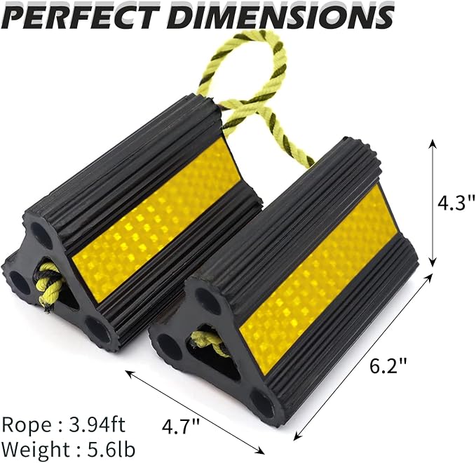 RV Wheel Chocks for Trailers Camper Trucks and Small Aircraft Wheel Chock 4Pair8Pack Wheel Chock Block with 3 Reflective Strips Versatile Heavy Duty Solid Rubber Wheel Immobilizers & Chocks
