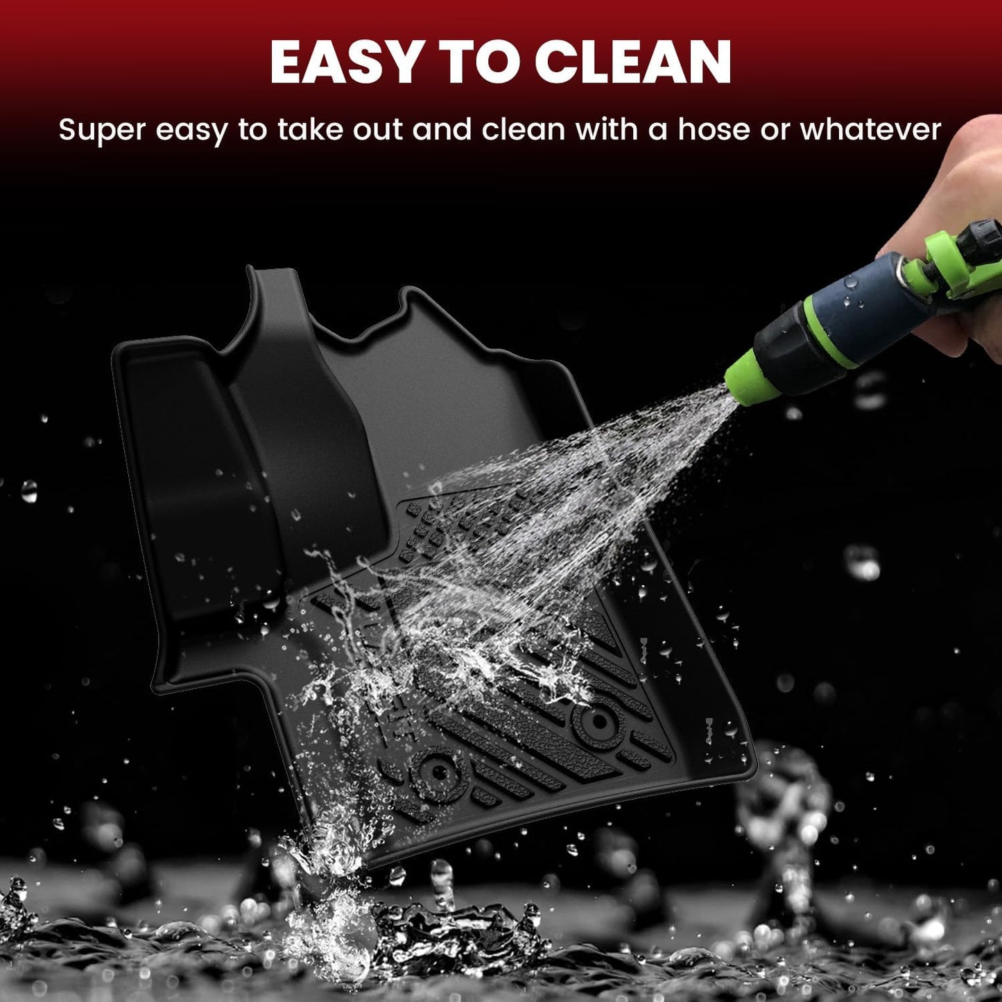 LASFIT Front Floor Mats for 2022-2025 Ford Transit 150/250/350/350HD with Vinyl Floor(Not Fit for Transit Connect) All Weather Protector TPE Car Floor Liners for Transit Vans, 1st Row Only, Black