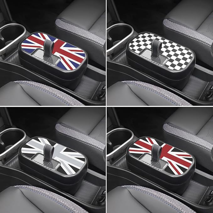 FDAIUN Center Console Storage Box + Leather Mat for 2024-2025 BMW Mini Cooper F65 F66 Car Storage Accessories 2Pcs (Black and Red Beige)