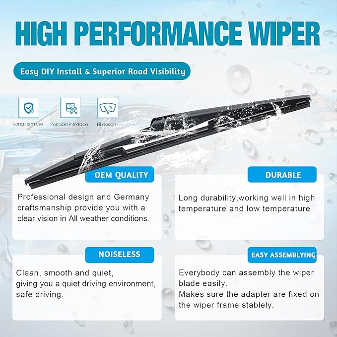 VTOGOI Original Factory Quality Rear Windshield Wiper Blades Replacement For Hyundai Santa Fe 2013-2018,Kia Sedona 2015-2021,Easy To Install 13"(Pack of 1)