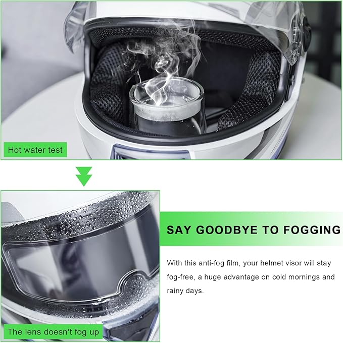 Anti Fog Film for Motorcycle Helmets, Helmet Visor Lens Insert Nano Coating Sticker, Universal Helmet Shield Film Lens (Clear)