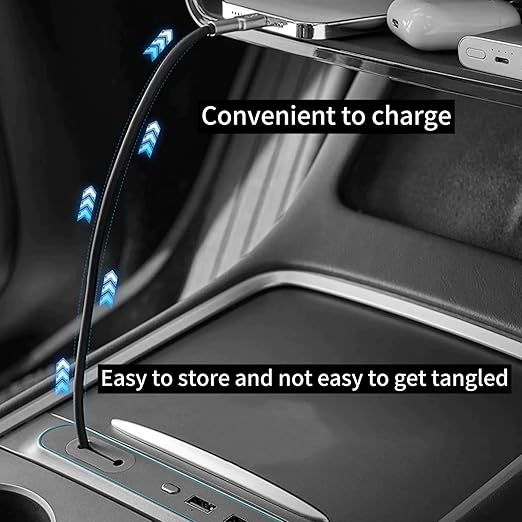 USB C to USB C Fast Charging Cable for Tesla Model 3 Model Y Model S Model X Cybertruck Accessories 90 Degree Type C Cord Charger Fit for iPhone 15/16/17 Pro/Plus/Max, Android Phones, Sansumg
