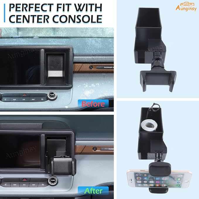 Aunginsy Dashboard Hidden Screen Drawer Organizer with Phone Holder Compatible with Ford Maverick 2022 2023 2024 Car Multimedia Display Right Side Panel Storage Box Truck Dash Cubby Insert Accessories