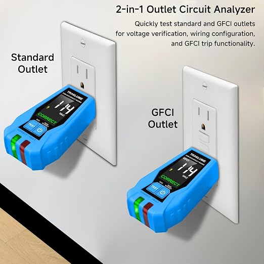 Electrical Test Kit, GFCI Outlet Tester with LCD Display, Non-Contact Voltage Tester Kit with Flashlight, for Wiring Fault Detection, Checking Outlets, and Voltage Testing