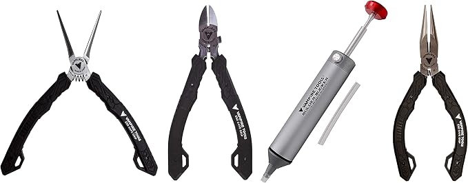 Vampire Tools VT-001-SS World's Best Solder Sucker, VAMPLIERS World's Best Pliers. 3-PC Set +Needle Nose+Long nose & mini Nippers ESD Safe for IT/iPhone/Mac & PC Repair