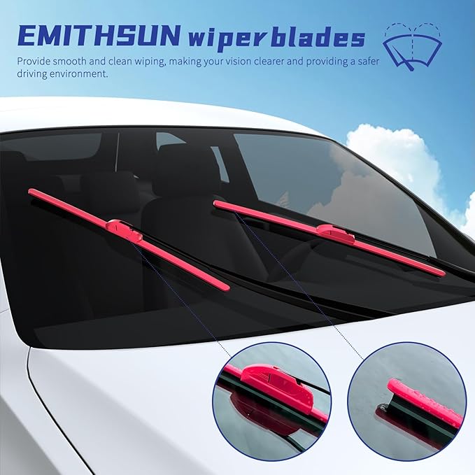 OEM QUALITY 26" + 19" Premium All-Seasons Durable Stable And Quiet Rose Red Windshield Wiper Blades (Set of 2)