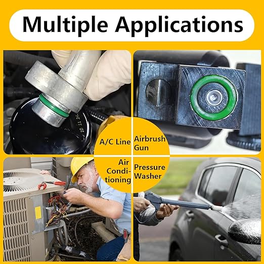 697 PCS AC O Ring Kit - Metric & SAE Green O-Rings for R12/R134a, with 4 Pick & Hook Tools, Universal Car A/C Seal Kit for Compressor, AC Lines - Automotive Air Conditioning Repair Set