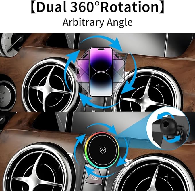 Car Magnetic Phone Mount for Mercedes Benz GLK-Class 2013 2014 2015 GLK350 GLK250 Auto Interior Accessories Best Cellphone Holder Fast 15W Wireless Charger Cell Phones Charging Screen Stand