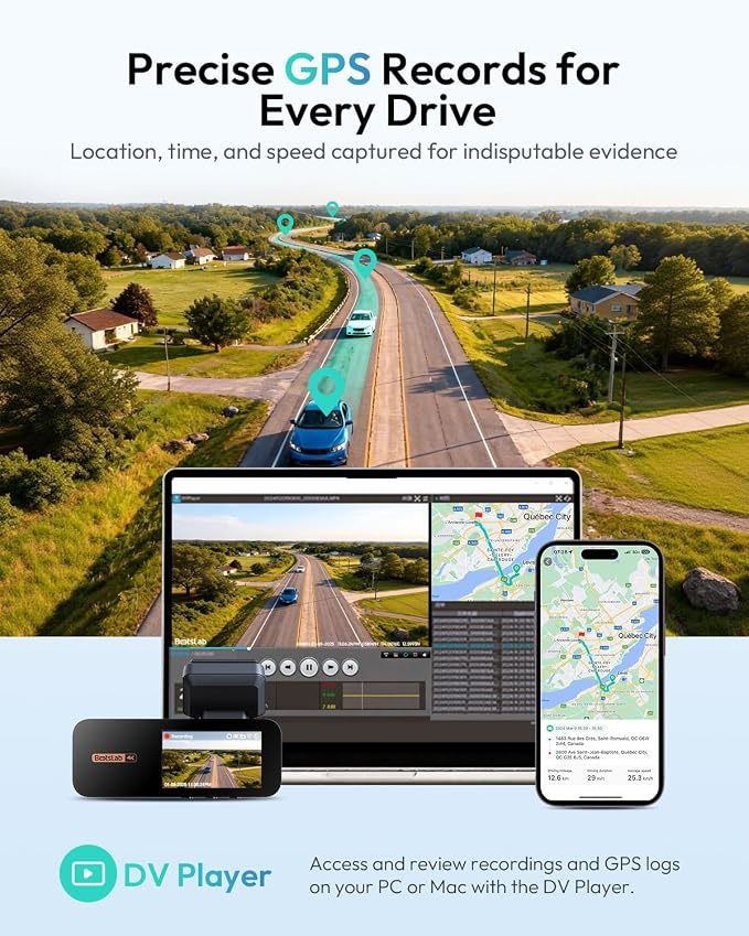 BOTSLAB 4K Dash Cam Front and Rear[2026 Upgraded], 64GB SD Card Included, STARVIS Sensor, 170° Ultra Wide 4K+2K Dashcam with ADAS, Night Vision, 24/7 Parking Mode, WDR, 5.8GHz WiFi, GPS,Loop Recording