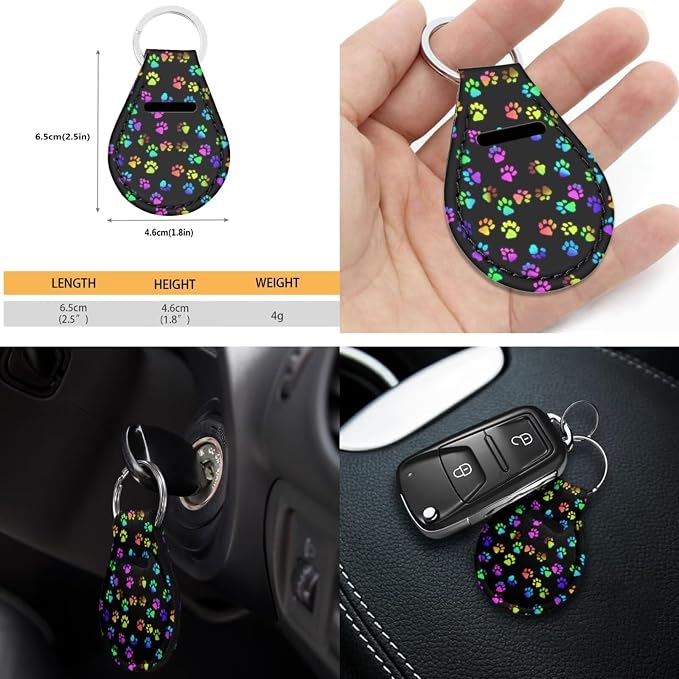 POLERO Colorful Dog Paws Car Seat Cover Sets 11pcs Cute Steering Wheel Cover Auto Seat Belt Shoulder Pads Cupholder Coasters Cute Keychains Full Set