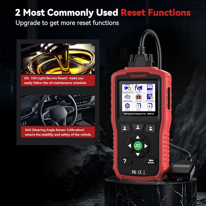 iCarsoft BMM V1.0 Full Systems Diagnostic Scan Tool for BMW/MINI/RollsRoyce Car Code Reader Oil Reset SAS Calibration Services Lifetime Free Update Scanner AutoVIN CAN FD Full OBD2 Test Modes