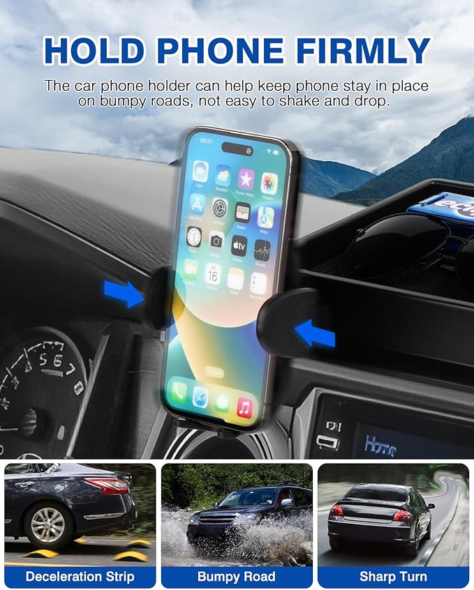 Autorder Phone Holder Mount for Toyota Tacoma 2016-2023 Accessories Center Console Dashboard Organizer with Gopro Mount 360° Rotation Phone Stand with Anti-Slip Mat Hands-Free Shockproof