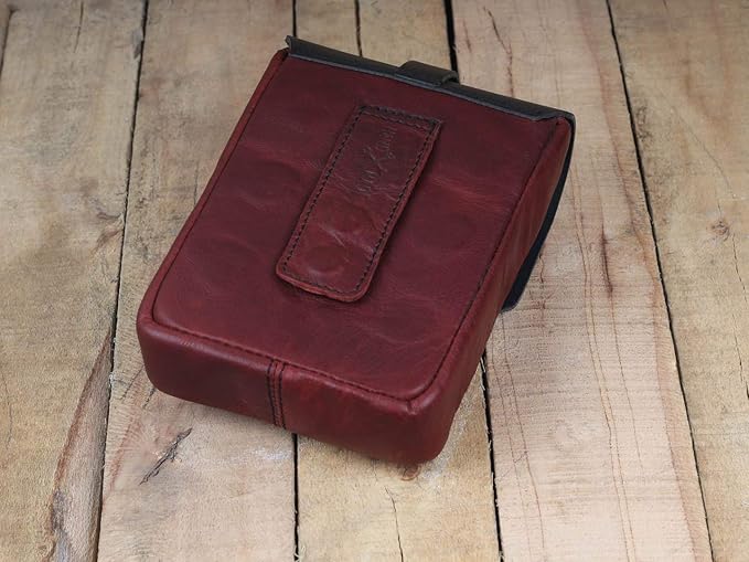 Trip Machine Company Genuine Leather Motorcycle Magnetic Fuel Tank Pouch to Carry All Your Riding Essentials (Cherry Red)