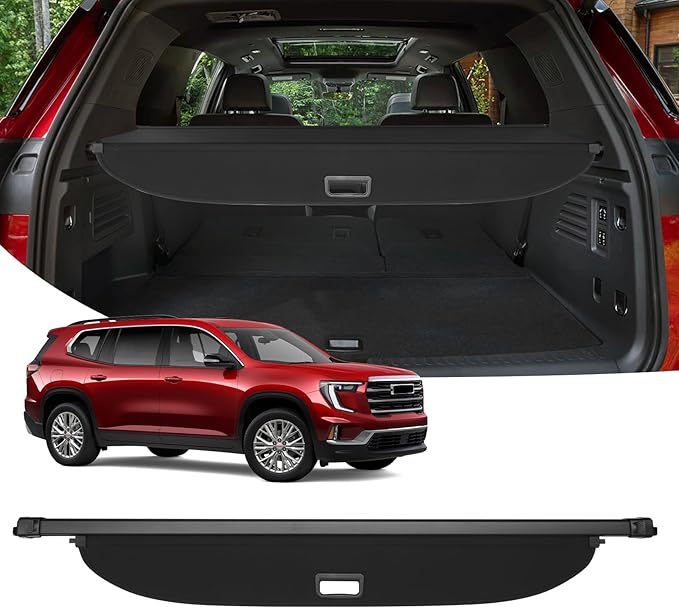 Powerty Cargo Cover for GMC Acadia/Chevy Traverse 2024 2025 /Buick Enclave 2025,Retractable Trunk Cover GMC Acadia Accessories,Privacy Security Shield Shade Cover Black