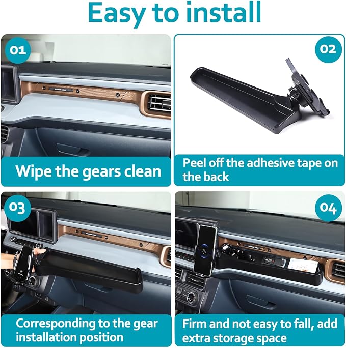 CHEAYAR Dashboard Storage Box for Ford Maverick 2022, ABS Dash Panel Tray Organizer with Phone Holder, Wireless Charging, Waterproof, 1 PCS