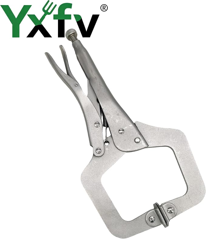 11" C Clamp Locking Pliers, 5-Pack Heavy-Duty | Universal for wood/metal/auto work, 11" regular tip, easy-release trigger, heat-treated steel, 5-pack.