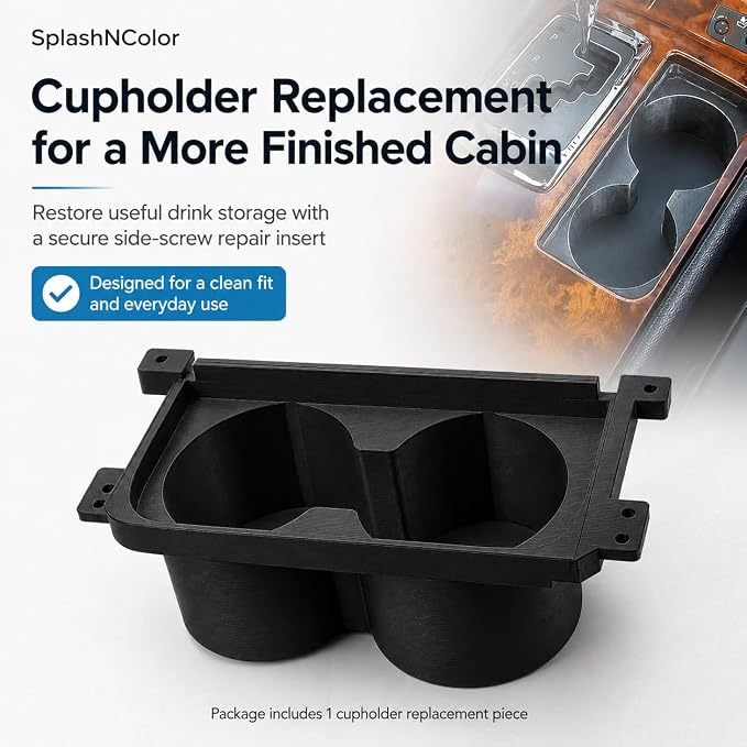 SplashNColor Ashtray Cupholder Replacement Compatible with Lexus LS430 2001-2003 – Secure Side Screw Mount | Restore Center Console Drink Storage | Cabin Repair Insert