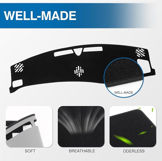 KUST Black Dash Cover for Hyundai Santa Fe 2024 2025 2026 (Without HUD) Polyester Dashboard Cover Non-Slip Interior Accessories for Hyundai Santa Fe Custom Fit Dash Mat Sunshade Windshield No Glare