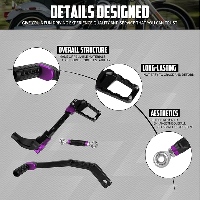 Motorcycle Mid Control Kit Footpegs Linkage Lever Set Fit for Harley Softail Low Rider FXLRS 2020-2025 FXLRST 2022-2025 Street Bob FXBB 2018-2025 (Purple)