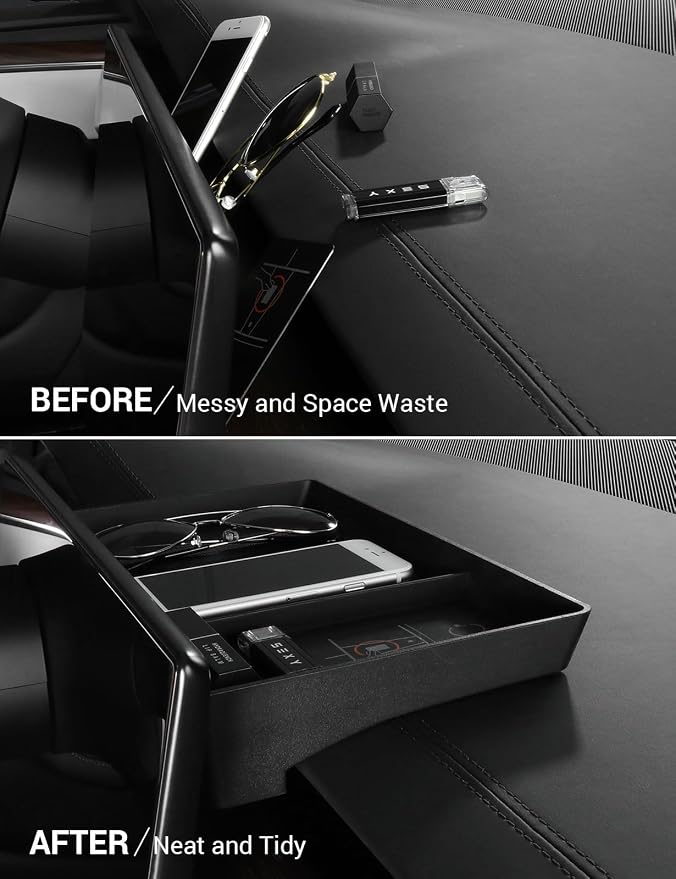 BASENOR Tesla Model S Model X Center Console Organizer and Model X Windshield Sunshade