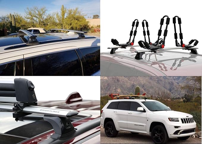 BRIGHTLINES Heavy Duty Anti-Theft Premium Aluminum Roof Bars Roof Rack Crossbars Compatible with 2011-2021 Jeep Grand Cherokee with Roof Black Plastic Moldings (Silver)
