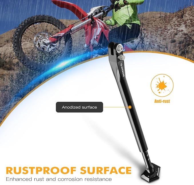 NICECNC Adjustable Motorcycle Kickstand Side Stand & 3-Level Height Dirt Bike Kickstand, Compatible with Beta RR 2T/RR 2T Racing 125 200 250 300 2013-2024, XTRAINER 250 2017-2024, See Fitment, Black