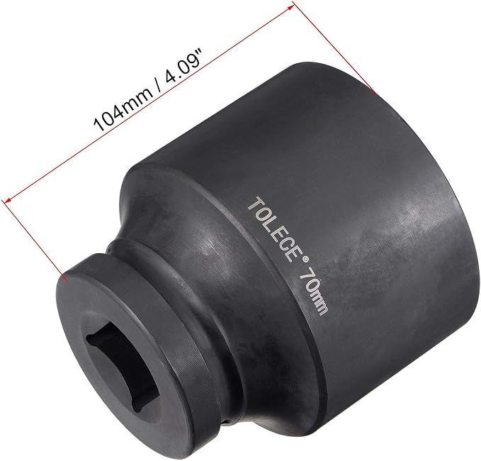 uxcell 1-Inch Drive 70mm 12-Point Impact Socket, CR-MO Steel 104mm Length, Standard Metric Sizes