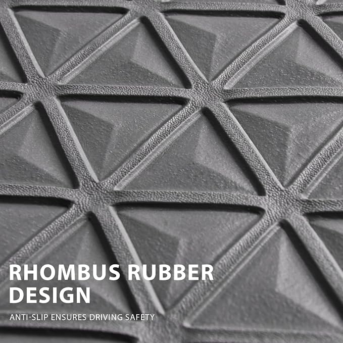 CAR PASS Bling Diamond Car Mats Gray Rubber Floor Mats Full Set Anti-Slip 3D Rhombus Waterproof Trim to Fit Liner Universal Glitter Crystal Sparkly Shining Rhinestone Girl Women SUV Sedan Van All Gray