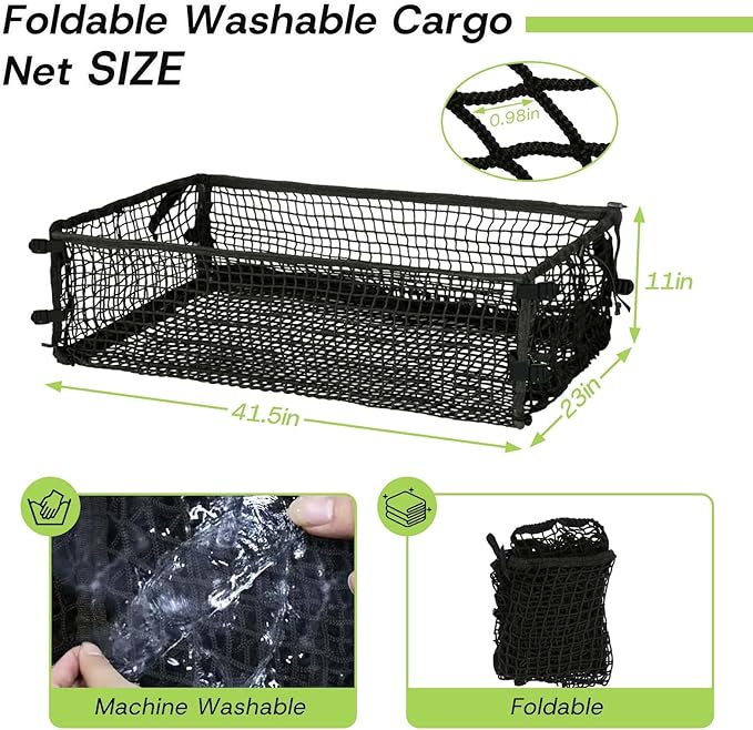 4 Passenger Golf Cart Cargo Net for Club Car EZGO Yamaha Adjustable Elastic Storage Net Black Washable Grocery Shopping Bag
