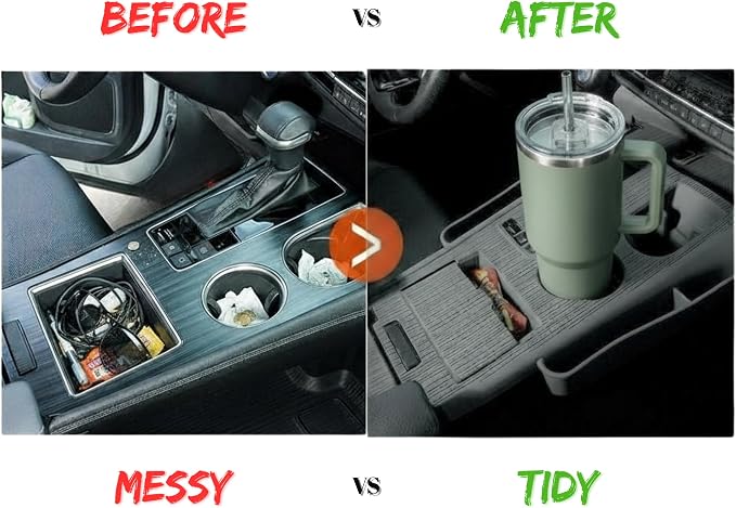 Central Control Gear Shift Panel Cover for Toyota Sienna 2025 2024 2023 2022 2021, Soft Silicone Console Pad with Built-in Cup Holder Insert