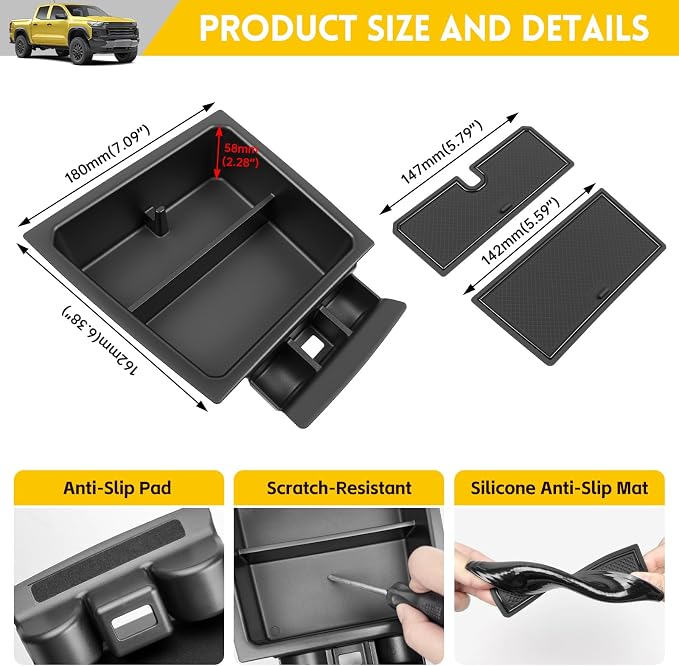 Center Console Organizer for 2023-2025 Chevy Chevrolet Colorado/GMC Canyon Insert Armrest Storage Box Tray for 2023 2024 2025 Colorado/Canyon Accessories