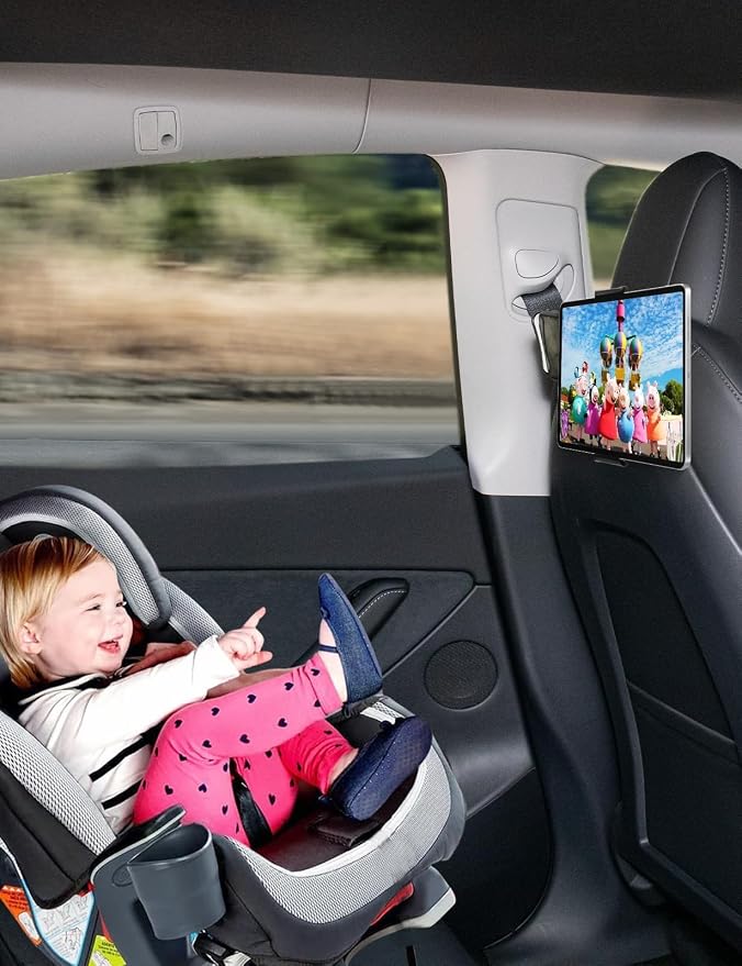 BASENOR 2022-2025 Tesla Model S Model X Center Console Organizer and Tablet Holder Headrest Tablet Mount