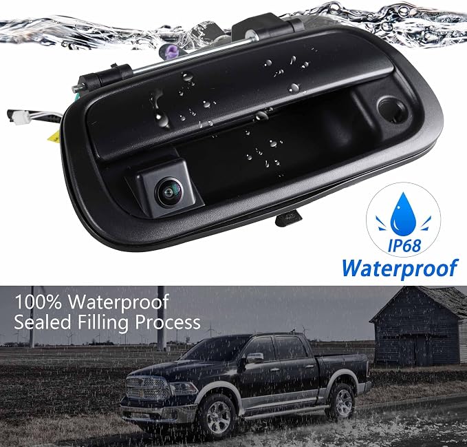 Anina Tailgate Handle Backup Camera for 2000-2006 Toyota Tundra Rear View Reverse Parking Assist Camera with Optional Guideline Tundra Factory Tailgate Handle Replacement W/26ft RCA Extension Cable