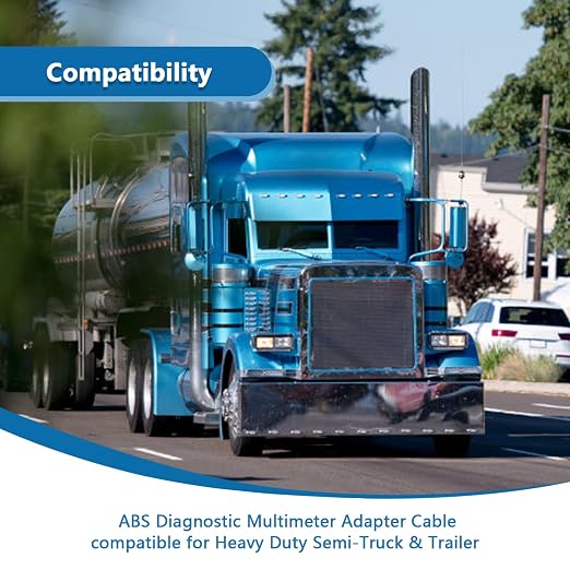 Heavy Duty Semi-Truck & Trailer ABS Diagnostic Multimeter Adapter Cable Kit, Pure Copper Core ABS Sensor Test Leads