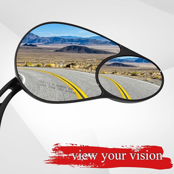 WOWTK Split Vision Rearview Mirrors fits for Harley 1982-2025 Most Models Road King Street Glide Road Glide Softail Iron 1200 Iron 883 Deluxe Fat Boy Sport Glide XG750 XG500 Sportster,Black