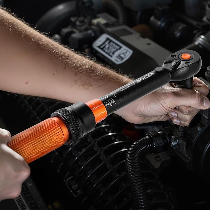 VEVOR 13Pcs Torque Wrench Set, 1/4 Inch Drive, 20-200IN.LB(2.3-22.6Nm), 72-Tooth Click Torque Wrench with Hex/Torx/Sockets, Extension Bars, for Bicycle Motorcycle Maintenance