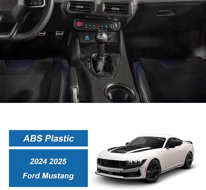 Carbon Fiber Gear Shift Panel Cover Compatible with Ford Mustang 2024 2025