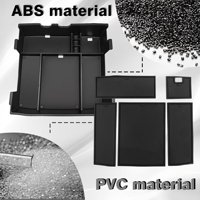 Muslogy Center Console Organizer(Fit With OEM Tray) (Black)& Extra Thick Armrest Cover (Bucket Seat Only) Compatible with Ford F250 2023-2024